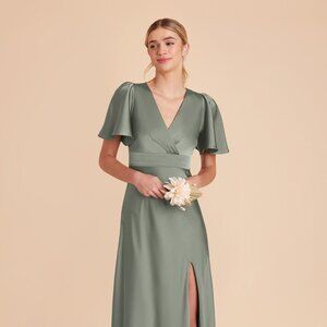 Birdy Grey Marni Bridesmaid Dress Matte Satin Sea Glass Size S, Hemmed, Clean